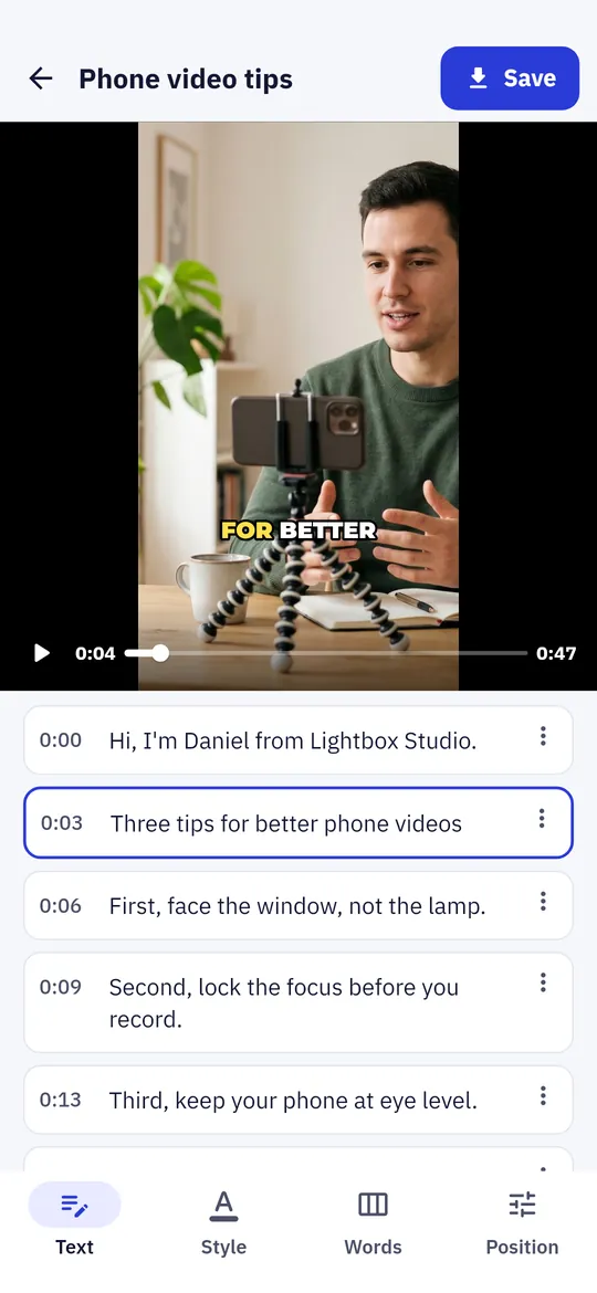 Fix words without losing sync