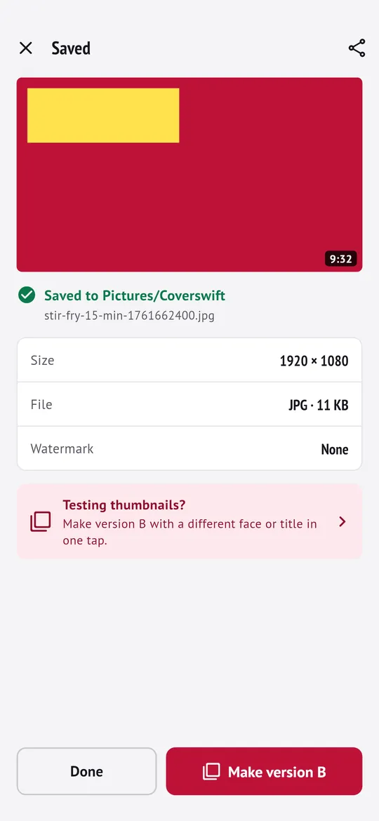 Save and make version B