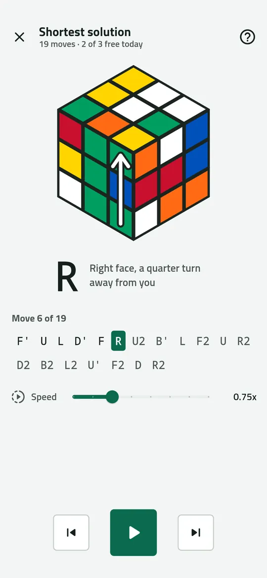 Every move on a 3D cube