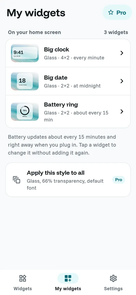 All your widgets in one list