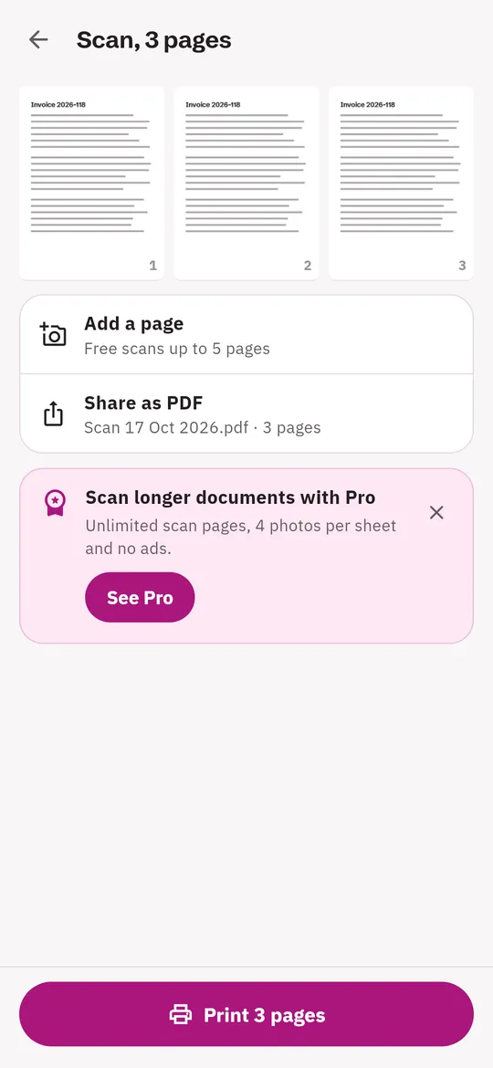 Scan paper, then print it