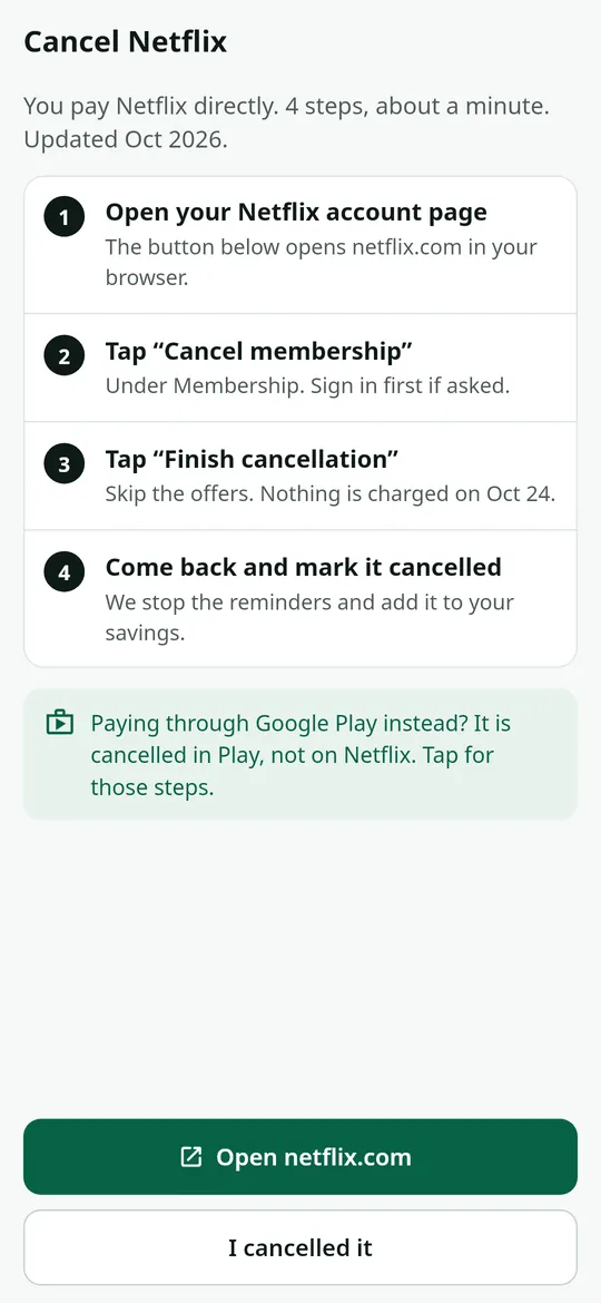 How to cancel, step by step