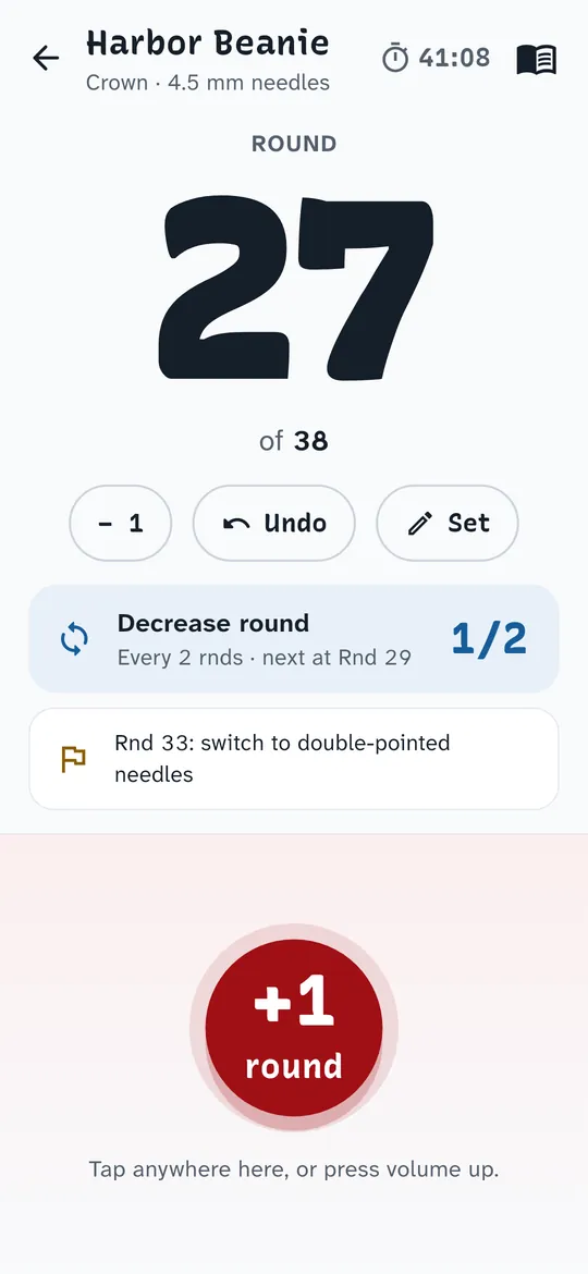 Rowberry screen: A counter you hit without looking