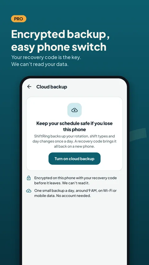 Encrypted backup, easy phone switch (Pro)