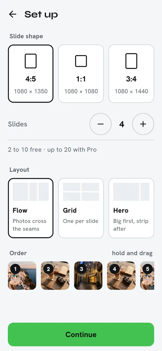 Pick a shape and a slide count