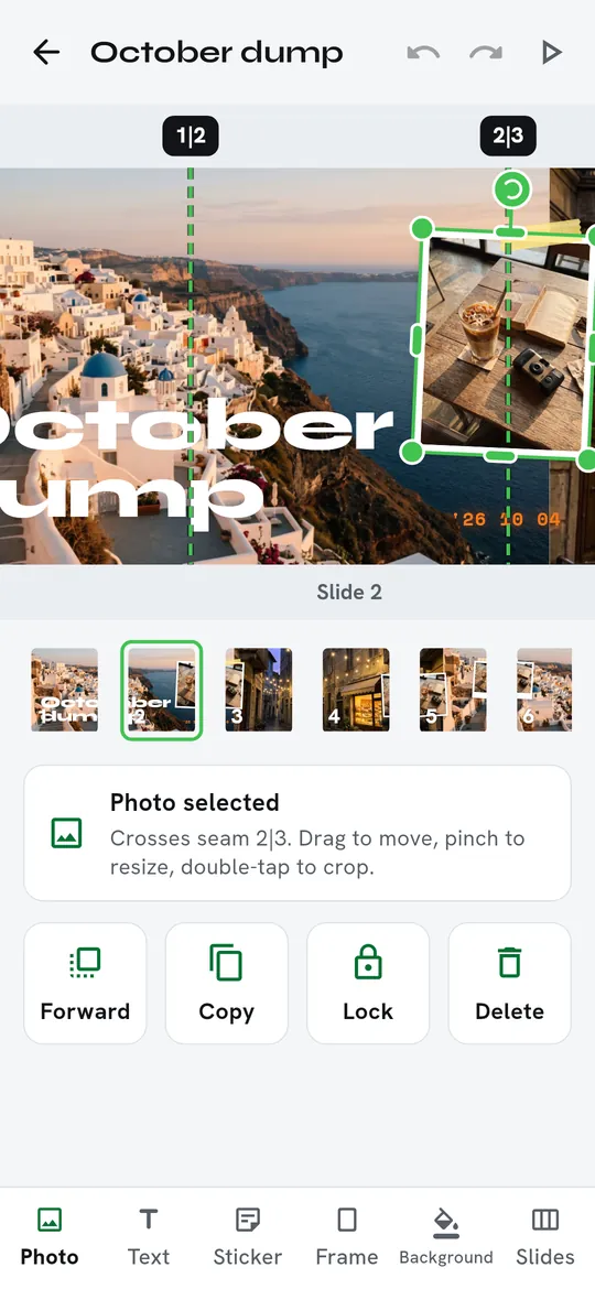 Slidequilt screen: See every seam while you edit