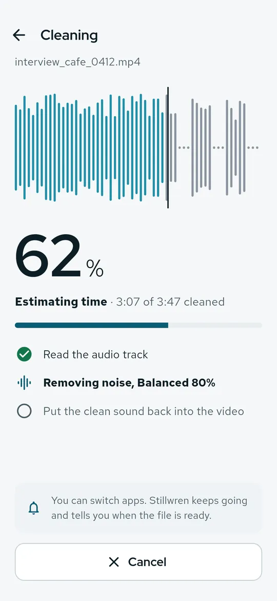 Keeps going when you switch apps