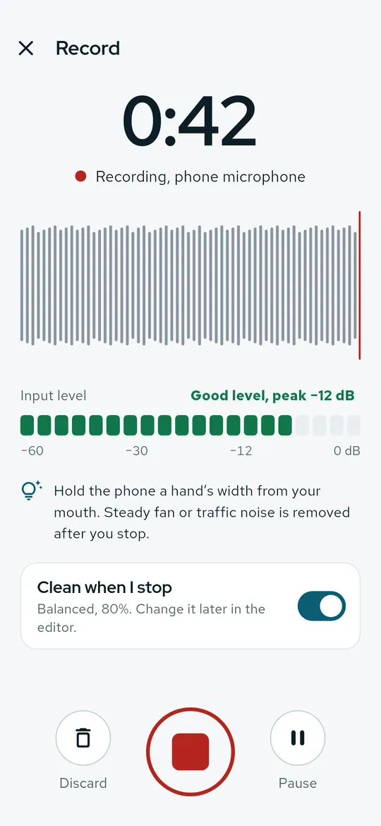 Record and clean in one go
