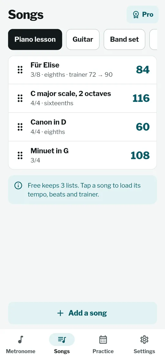 Songs keep their tempo