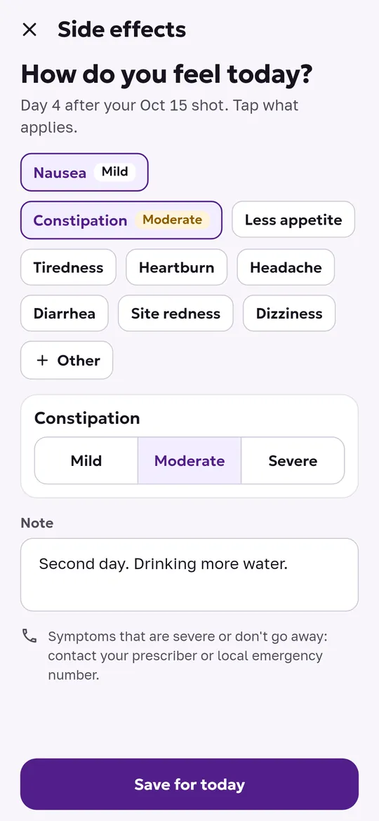 Side effects in seconds
